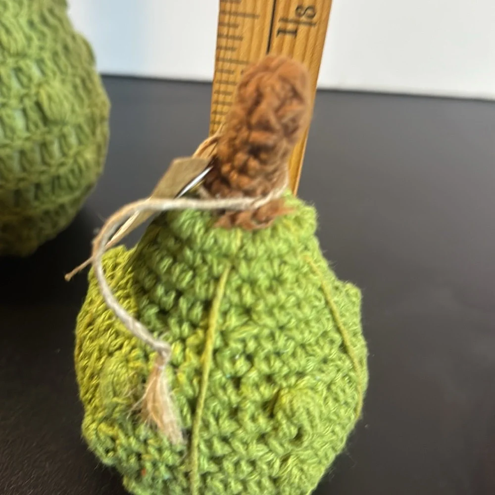 Mudpie Green and Brown Crochet Gourds Set of 3‎ Decor Fall